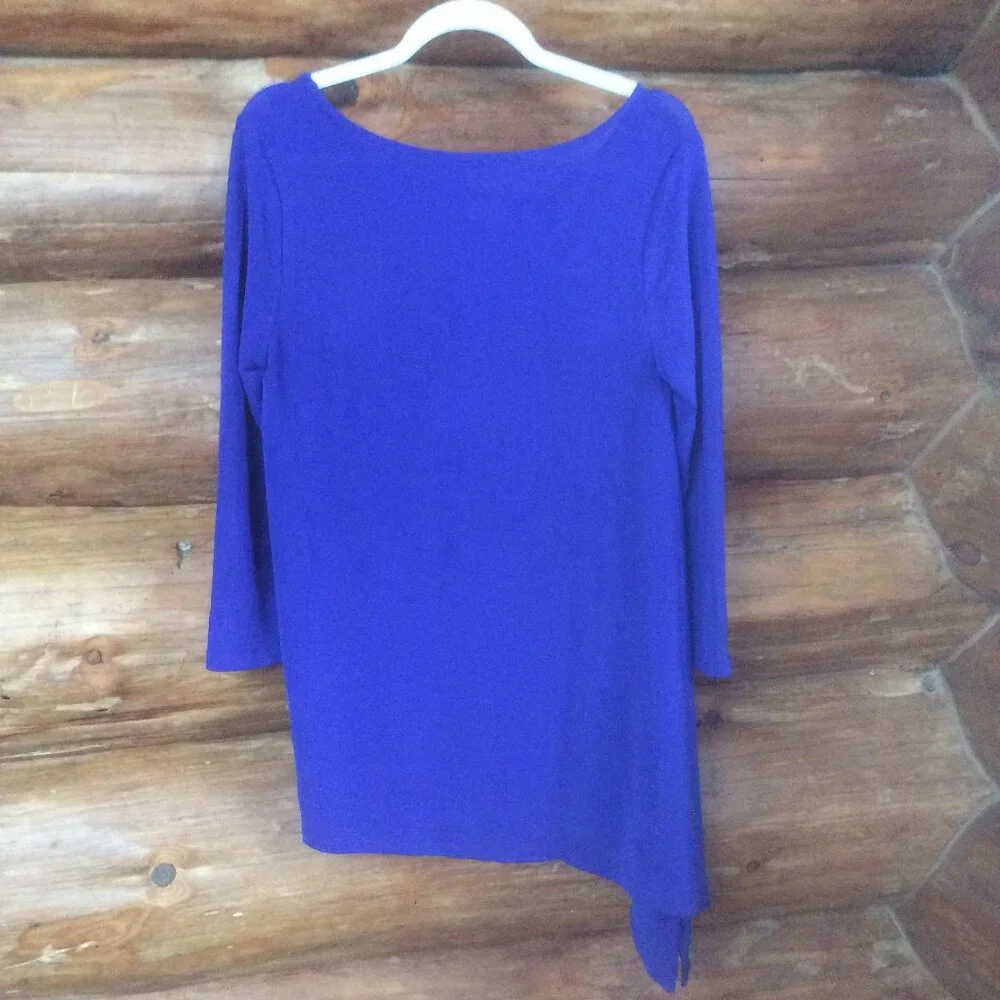 Express Royal Blue Asymmetrical Liquid Travel Top Size Large - Picture 6 of 6